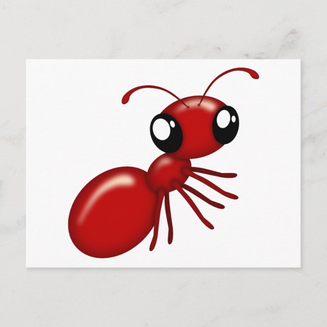 Cartes postales adorables Cartoon Red Ant (Devant)