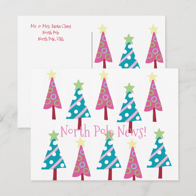 Cartes postales Arbres de Noël Pôle Nord (Devant / Derrière)