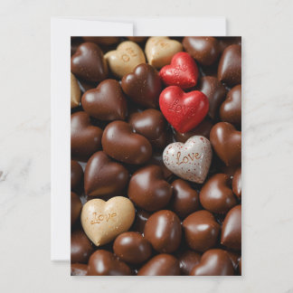 Cartes postales avec cœur d'amour en chocolat