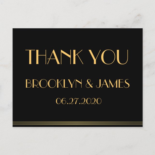 Cartes postales Black Great Gatsby Mariage Merci (Devant)