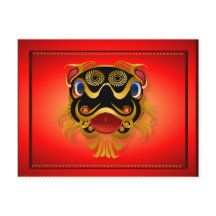 Cartes postales Black 'n Gold Chinese Dragon Face