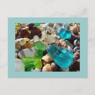 Cartes postales Blue Seaglass Green Sea Glass Agat