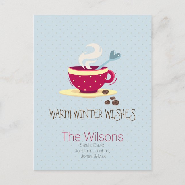 Cartes postales Café chaud Meilleurs vœux d'hiver (Devant)