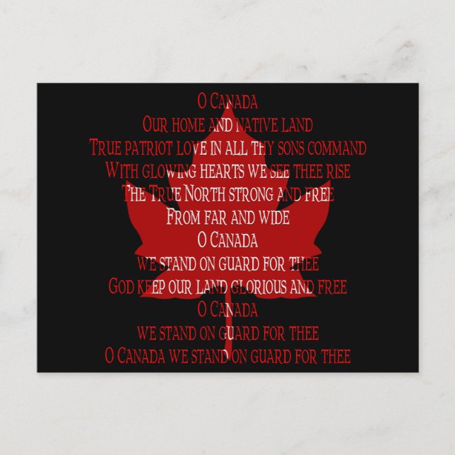 Cartes postales Canada Anthem Souvenir (Devant)
