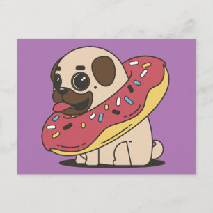 CARTES POSTALES carlin DOG DONUT