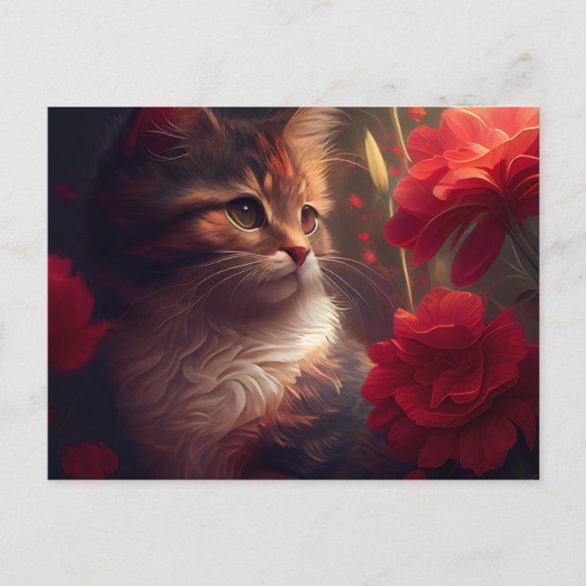 Cartes Postales Cat Fleur (Devant)