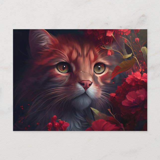 Cartes Postales Cat Fleur (Devant)