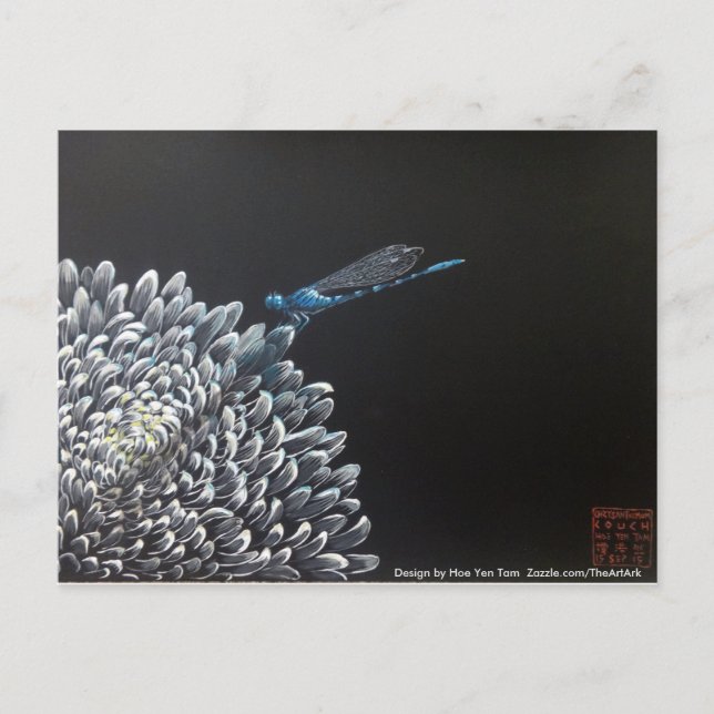 Cartes postales - Chrysanthemum et damselfly (Devant)