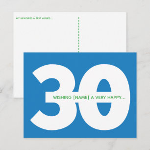 Cartes postales commémoratives pour 30 ans en bleu