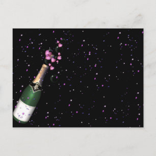 Cartes postales Confetti, Bouteille de Champagne &