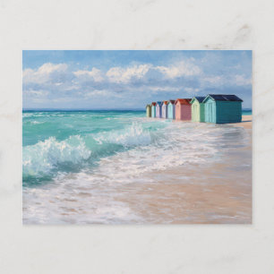 Cartes postales d'art côtier de cabanes de plage c