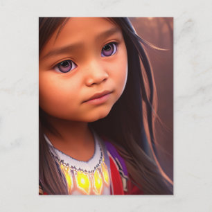 Cartes postales d'art de petite fille indienne amé