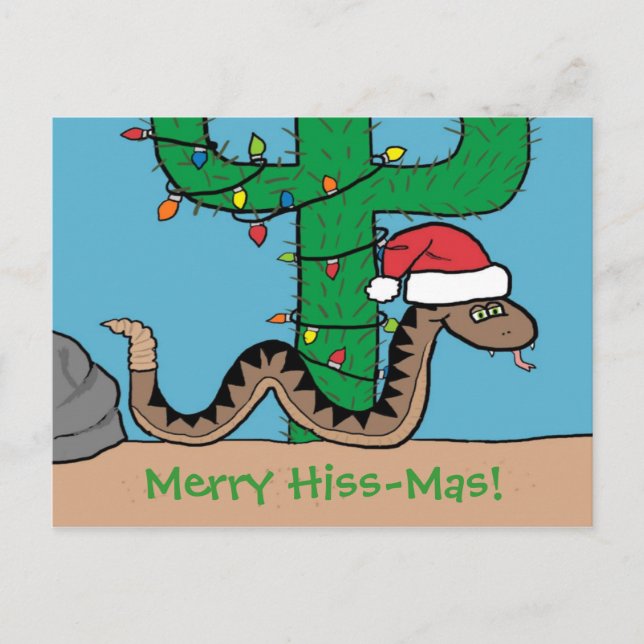 Cartes postales de cactus de Noël de serpent à (Devant)