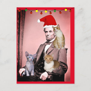 Cartes postales de chats de Noël Abraham Lincoln c