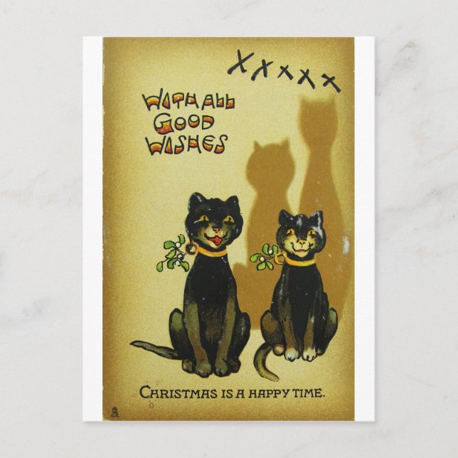 Cartes postales de chats de Noël heureux (Devant)