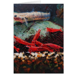 Cartes postales de crevettes cerises rouges et sti