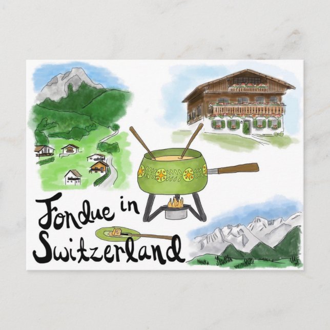 Cartes postales de croquis de voyage : Fondue en S (Devant)