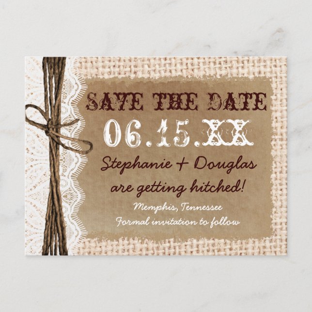 Cartes postales de faire-part de mariage rustique  (Devant)