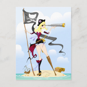 Cartes postales de fille pirate mignonne