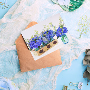 Cartes postales de fleurs d'hortensia bleues dans