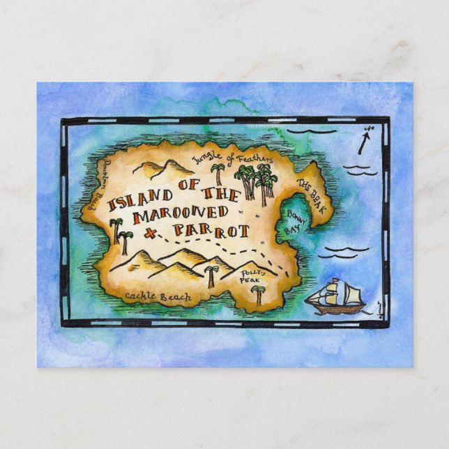 Cartes postales de la carte au trésor du perroquet (Devant)