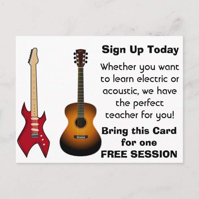 Cartes postales de la leçon de guitare (Devant)