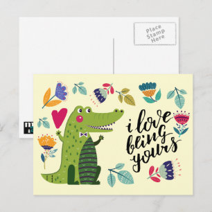 Cartes postales de la Saint-Valentin au crocodile 