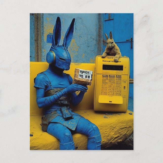 Cartes postales de lapins dans une usine abandonné (Devant)