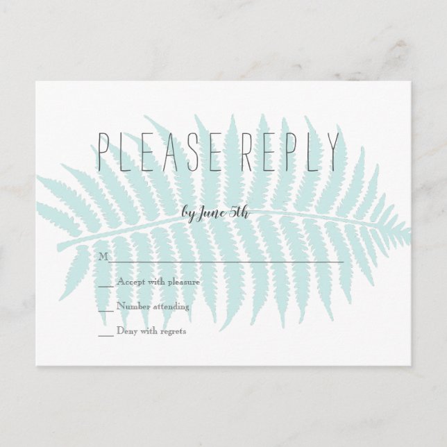 Cartes postales de mariage rsvp en feuille de palm (Devant)