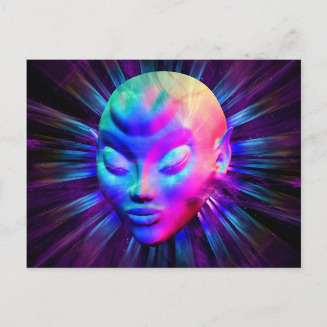 Cartes postales de méditation Alien psychédélique (Devant)