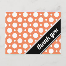 Cartes postales de Merci à points Polka orange et 