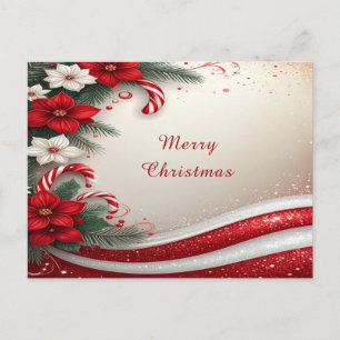 Cartes postales de Noël Canne à sucre florale Fête