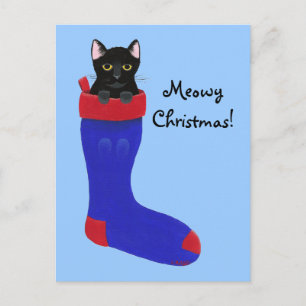 Cartes postales de Noël Cute Black Kitten