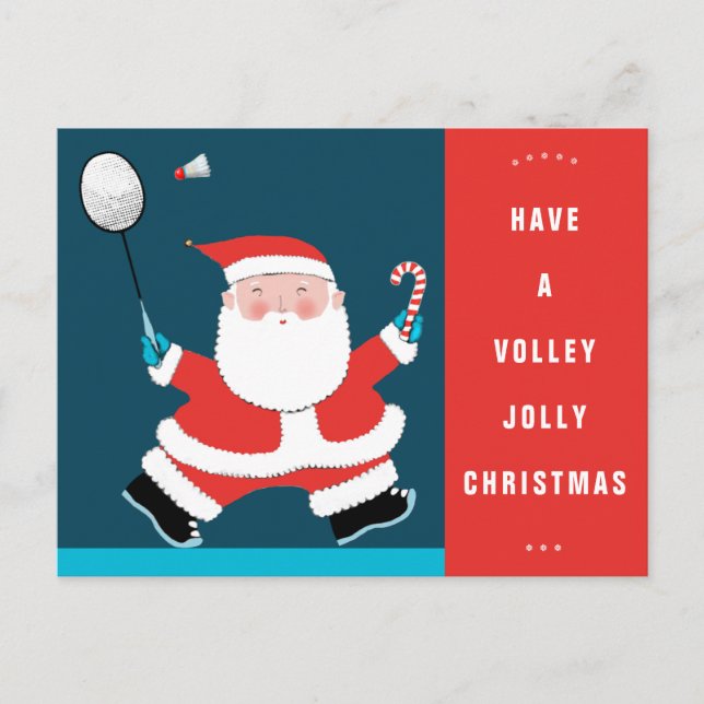 Cartes postales de Noël de Badminton amusant (Devant)