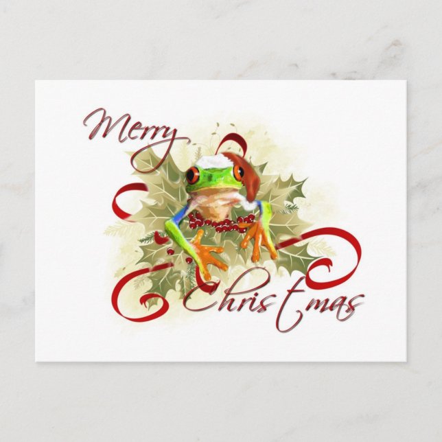 Cartes postales de Noël de la grenouille à arbre (Devant)
