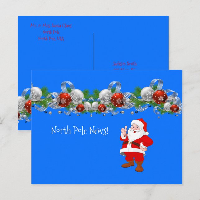 Cartes postales de Noël Pôle Nord Père Noël (Devant / Derrière)