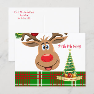 Cartes postales de Noël Pôle Nord Reindeen