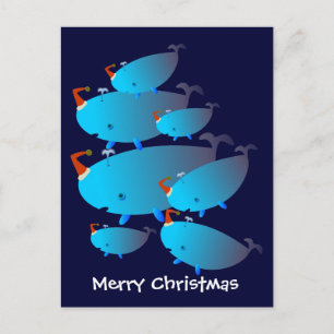 Cartes postales de Noël : Une famille de baleines