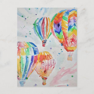 Cartes postales de peinture aquarelle de montgolfi