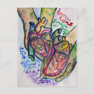 Cartes postales de peinture de poème d'amour Zombi