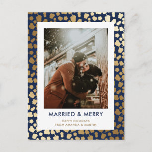 Cartes postales de photos de Noël au mariage bleu 