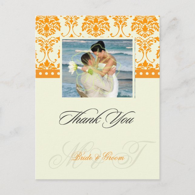Cartes postales de photos Orange + Ivory Damask Me (Devant)