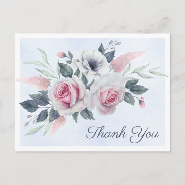 Cartes postales de remerciement Roses romantiques  (Devant)
