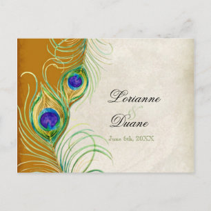Cartes postales de réponse RSVP Peacock Feathers
