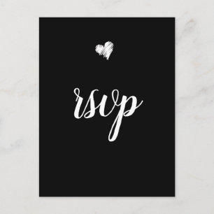 Cartes postales de rsvp de mariage de coeur de B&W