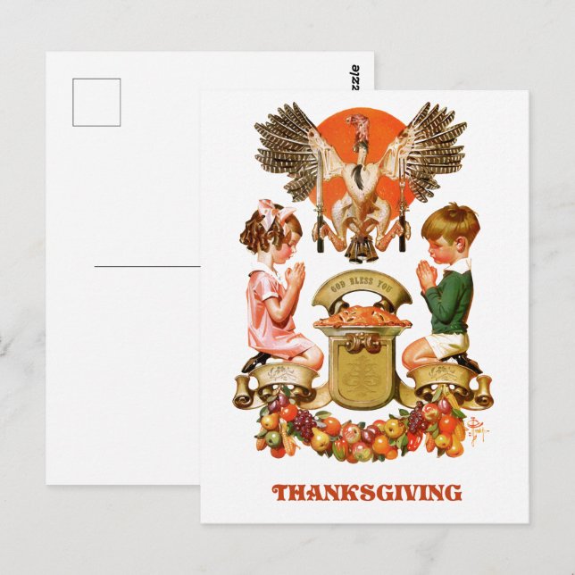 Cartes postales de Thanksgiving vintage Art (Devant / Derrière)