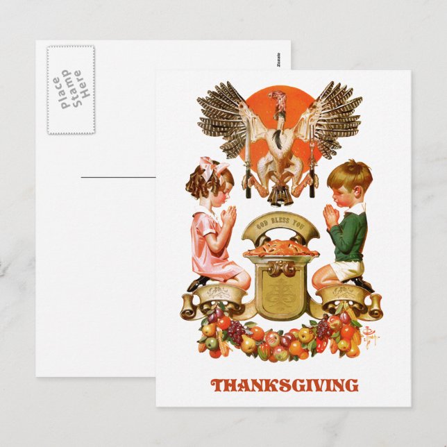 Cartes postales de Thanksgiving vintage Art (Devant / Derrière)
