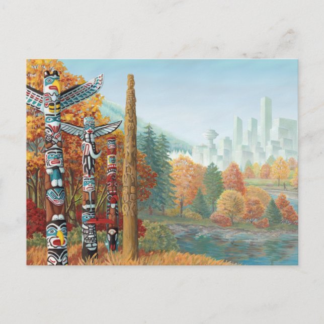 Cartes postales de Vancouver Totem Poteau Paysage  (Devant)
