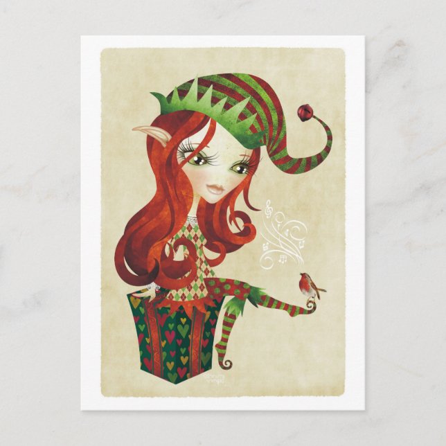 Cartes postales de voeux de Noël Elfie (Devant)