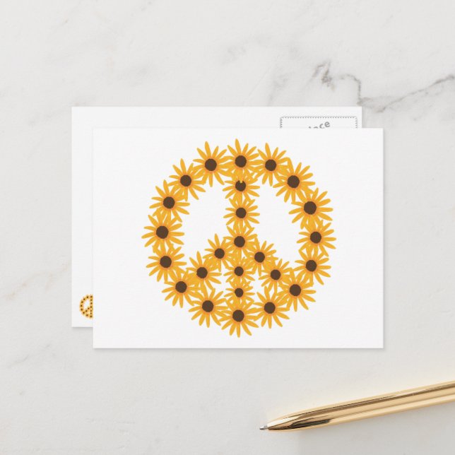 Cartes postales des panneaux de la Paix Sunflower (Devant/Arrière en situation)